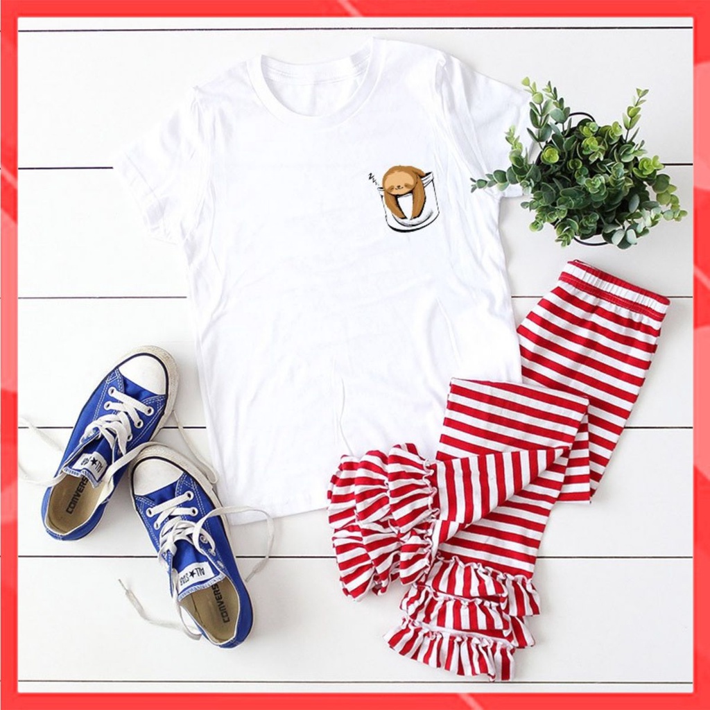 Áo thun phông nam nữ form rộng Familylove - Mẫu áo UnisexChú Lười ngủ trên họa tiết Túi chất Cotton 100% cao cấp