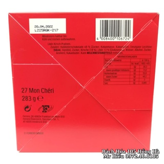 [Hỏa Tốc] Socola Mon Cheri hộp nơ 283g (27 viên)