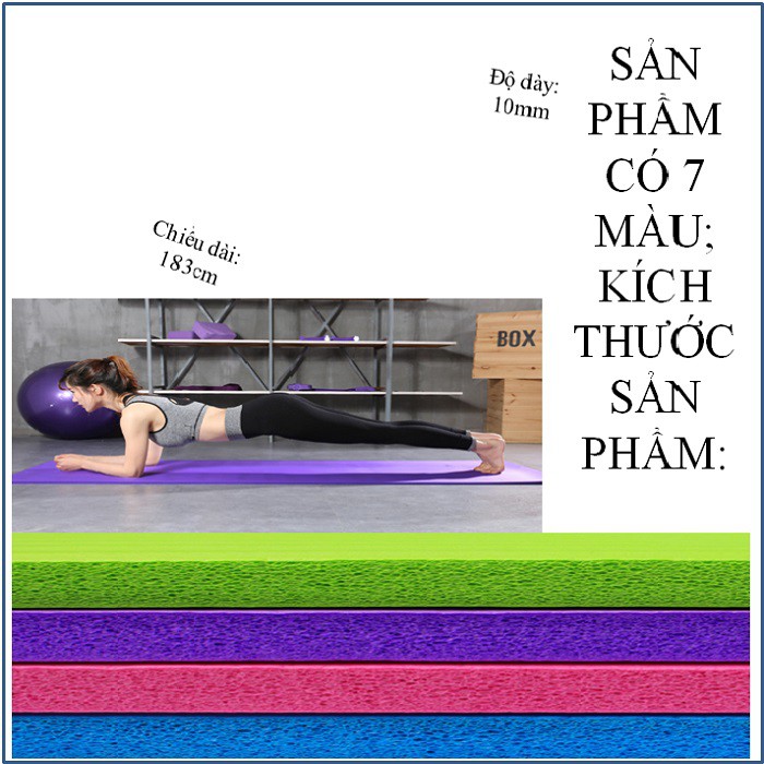 Thảm tập yoga tại nhà, màu sắc nổi bật, chất liệu dày êm ái