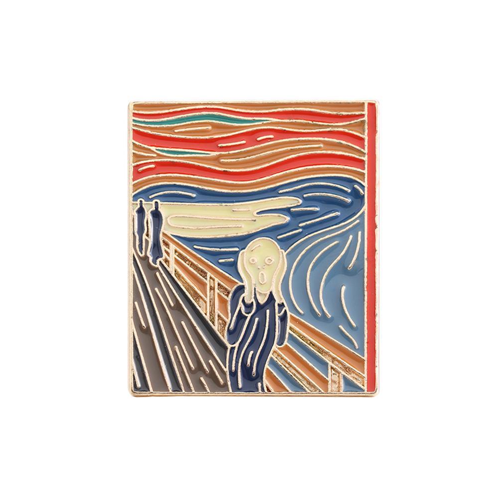 Huy Hiệu Cài Áo Hình Tranh Van Gogh Tráng Men Độc Đáo