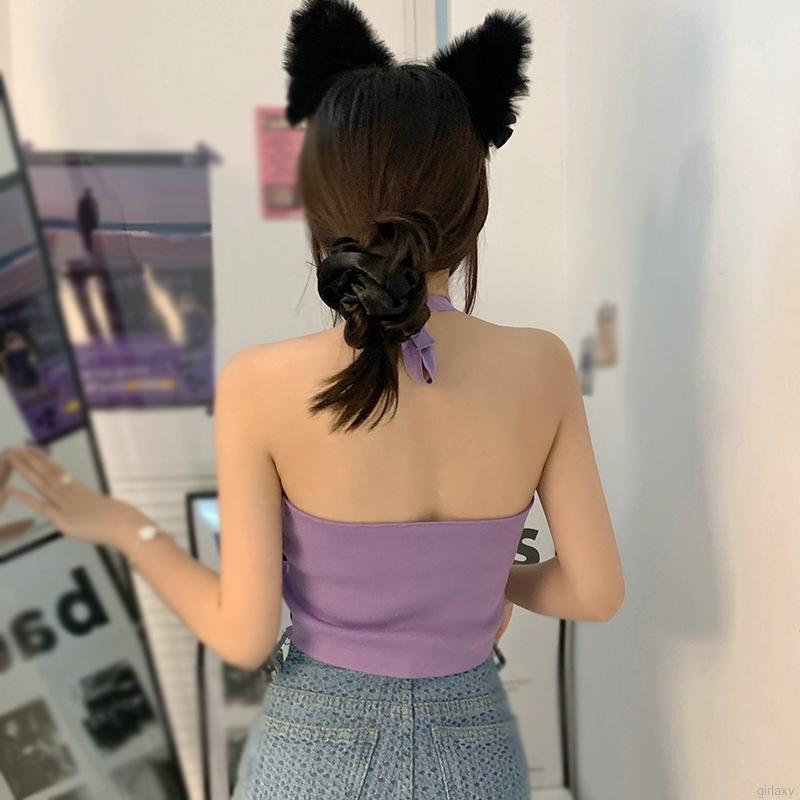 Áo Lửng Hai Dây Họa Tiết Ca Rô Phong Cách Hàn Quốc Dành Cho Nữ