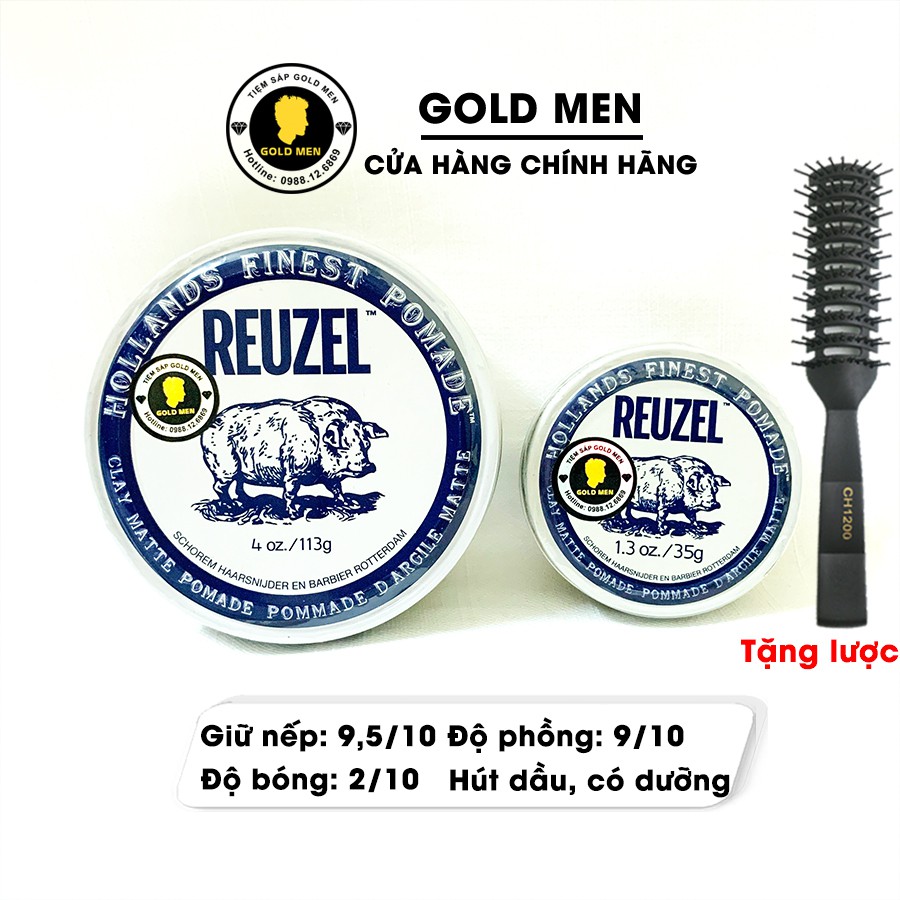 [CHÍNH HÃNG] Sáp vuốt tóc Reuzel Clay Matte Pomade + Tặng lược