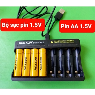 PIN SẠC AA/AAA 1.5V BESTON, BỘ SẠC PIN 8 KHE M7012 SẠC NHANH TỰ NGẮT ĐÈN XANH BÁO ĐẦY