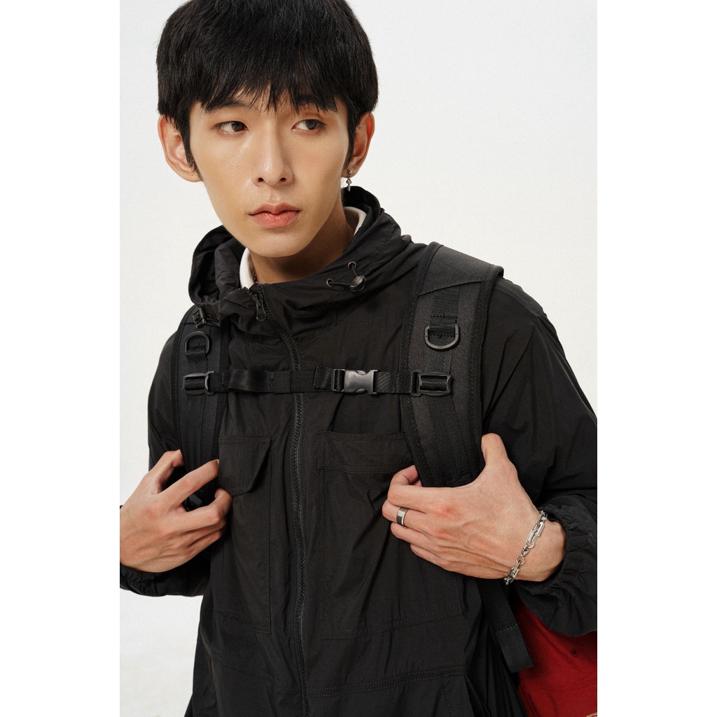 OWL BRAND® WINDCOLD JACKET - Áo khoác gió có mũ /Đen