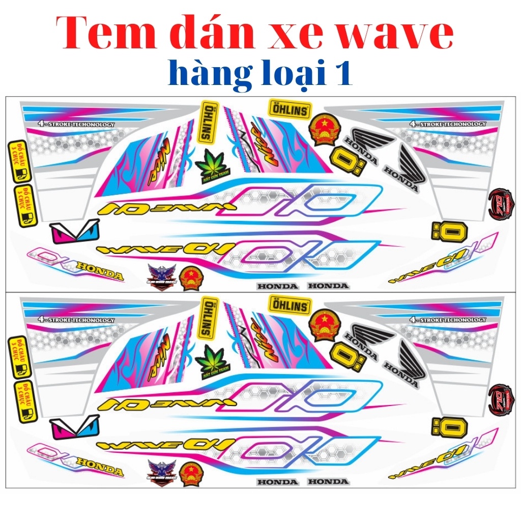 Tem rời xe wave alpha 110 hình in sắc nét, 3 lớp chống nước, nhiều màu tha hồ lựa chọn