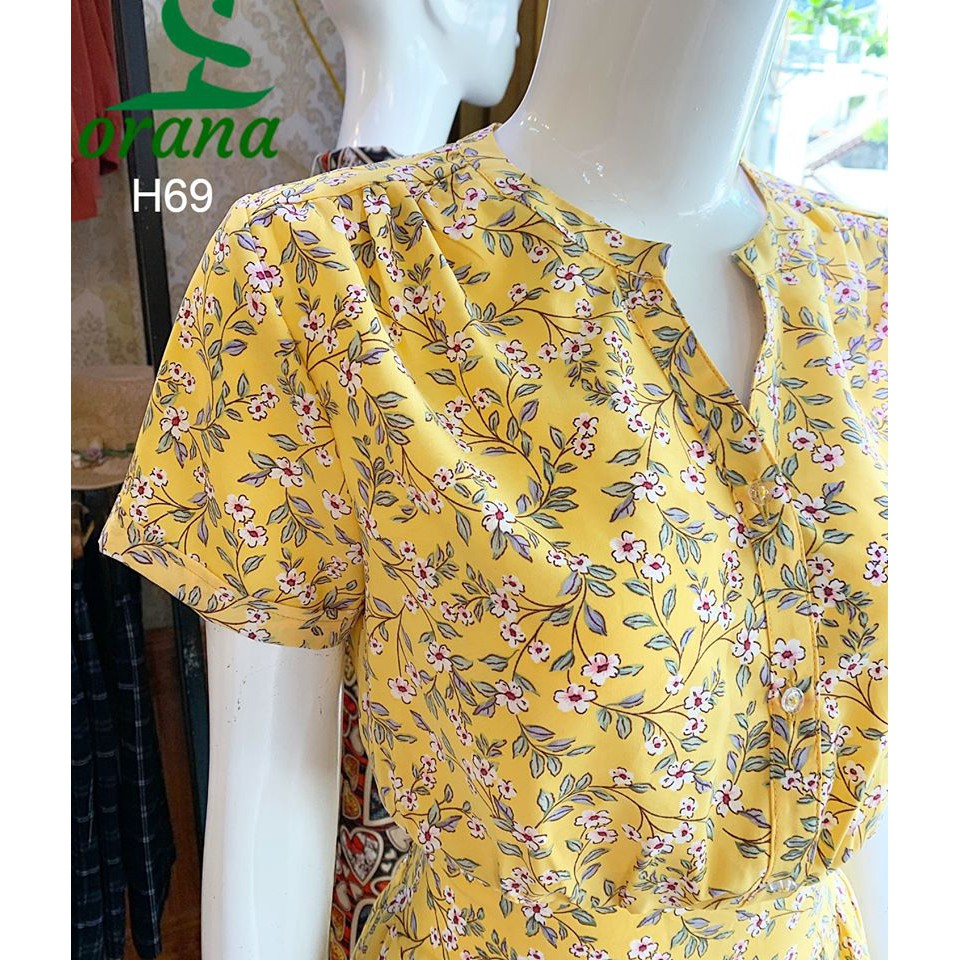 Váy hoa màu vàng thiết kế thanh lịch sang trọng