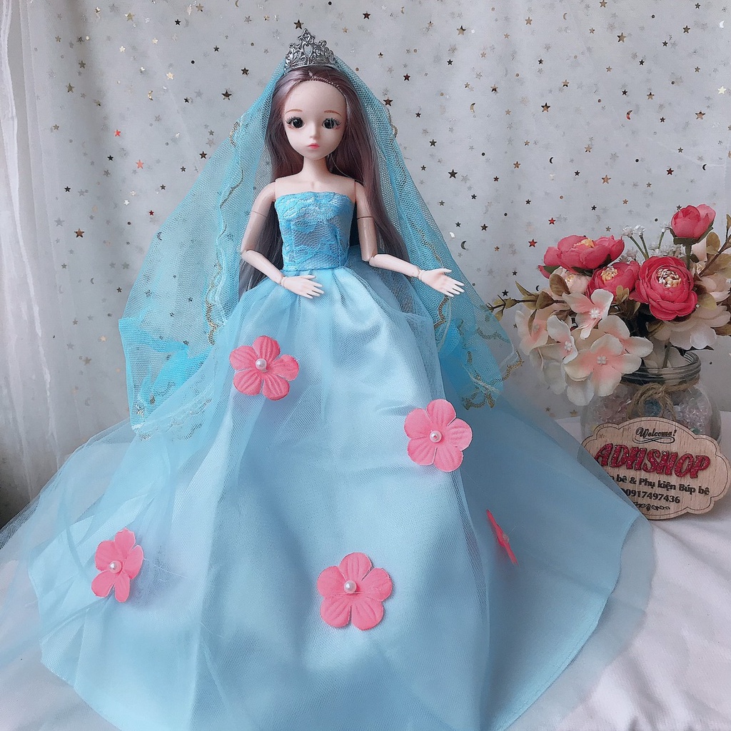 Mẫu váy cưới búp bê cô dâu 30cm ren lưới