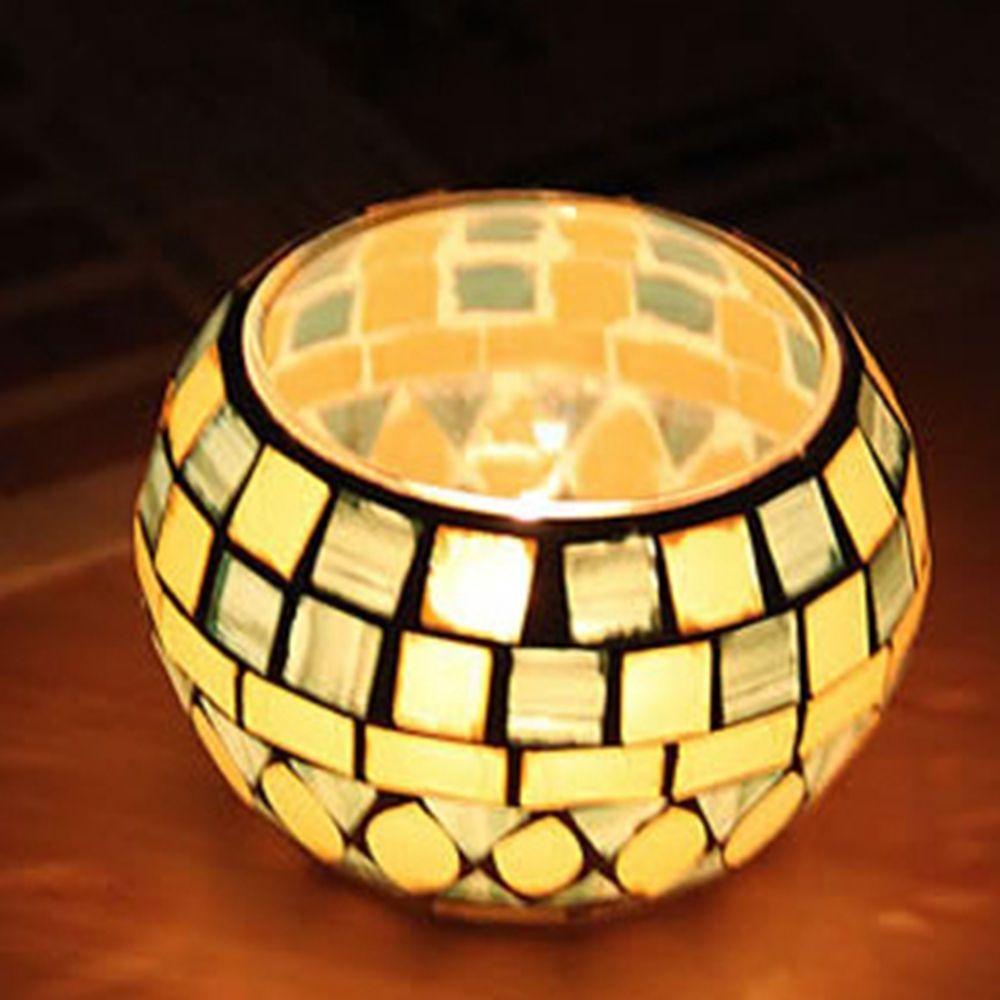 Lọ Thủy Tinh Đựng Nến Phong Cách Mosaic Độc Đáo