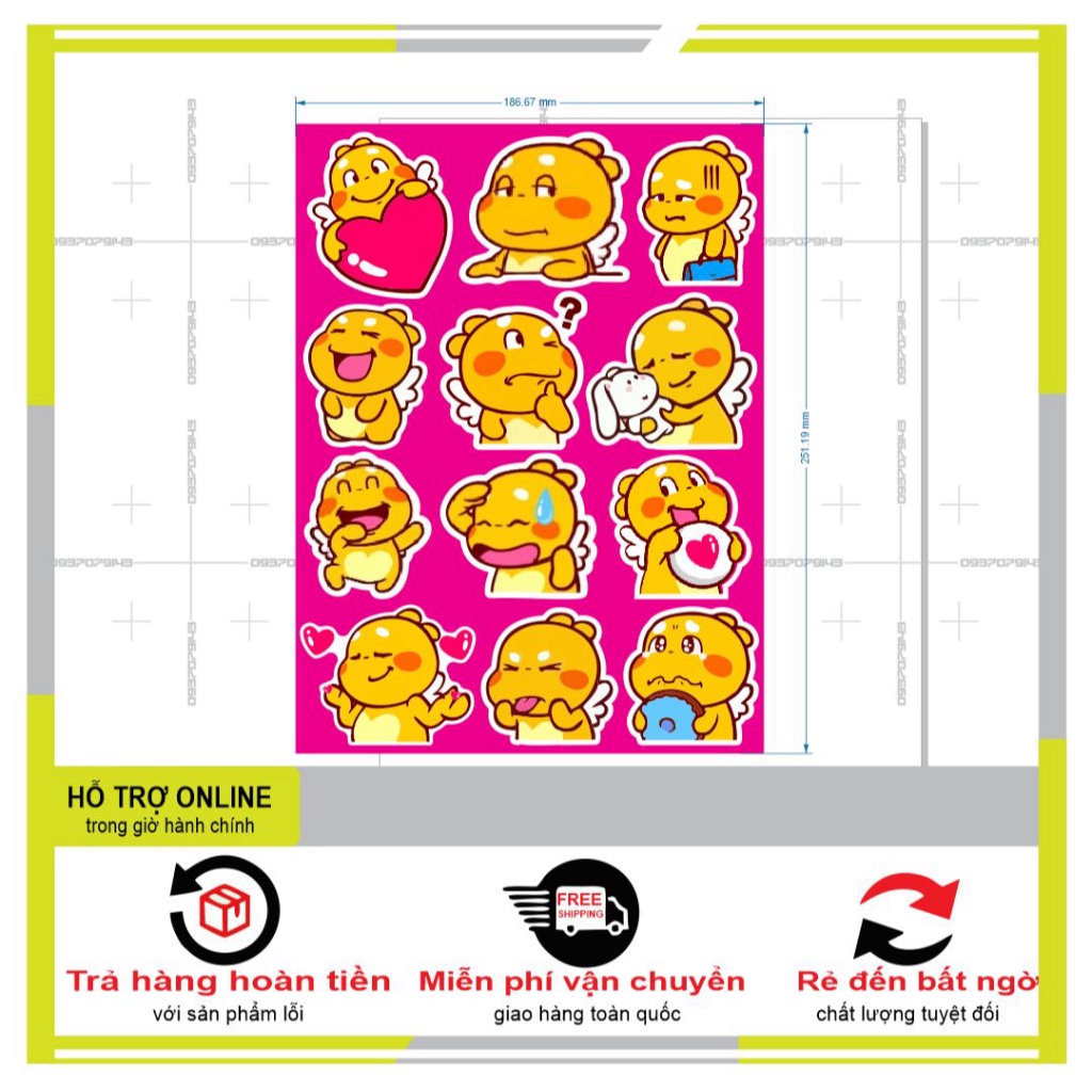 LOGO STICKER KHỦNG LONG DỄ THƯƠNG KUTE - SHINDECAL2