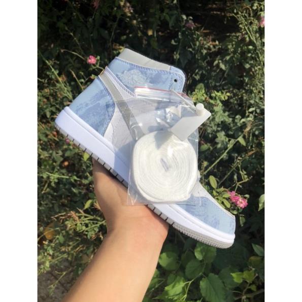 Giày Jordan 1 cao cổ hyper royal xanh nỉ, Giày JD1 xanh nỉ cổ cao siêu hot 2021 Full Box Bill