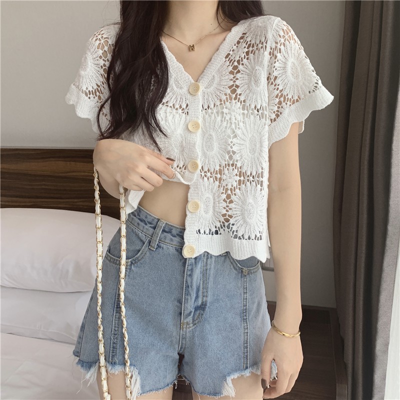 💕 Áo ren lưới hoa mặt trời, áo cardigan cao cấp 💕 | BigBuy360 - bigbuy360.vn