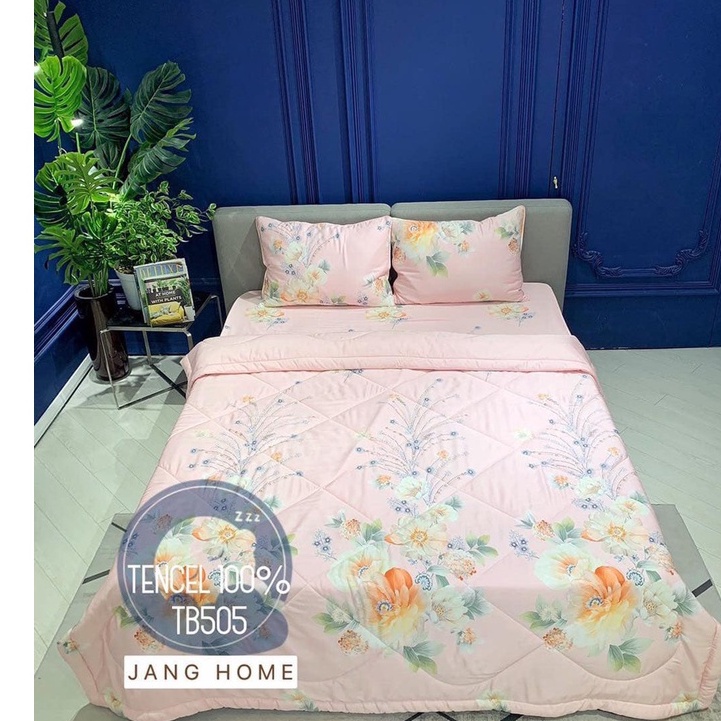 Bộ ga gối mền lụa Tencel Modal bạc hà , Set 5 món ga gối chăn trần chất lụa cao cấp mềm mịn