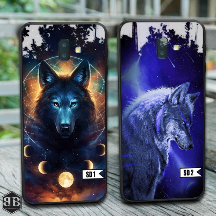 Ốp lưng kính cường lực Samsung Galaxy J6 Plus  sói đêm hoang dã