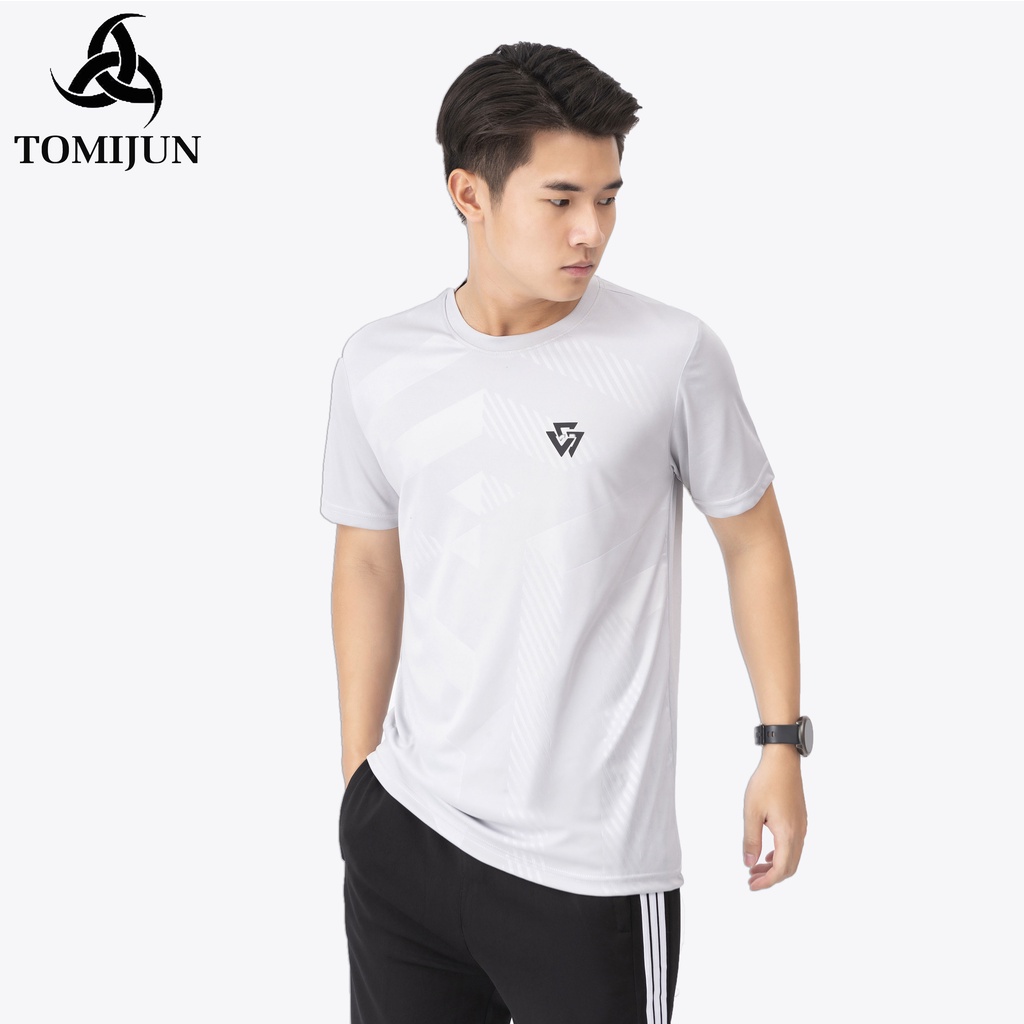 Áo Thể Thao Nam Cộc Tay TOMIJUN Áo thun lạnh cổ tròn, ép vân cao cấp, phong cách, mạnh mẽ và năng động _AOW