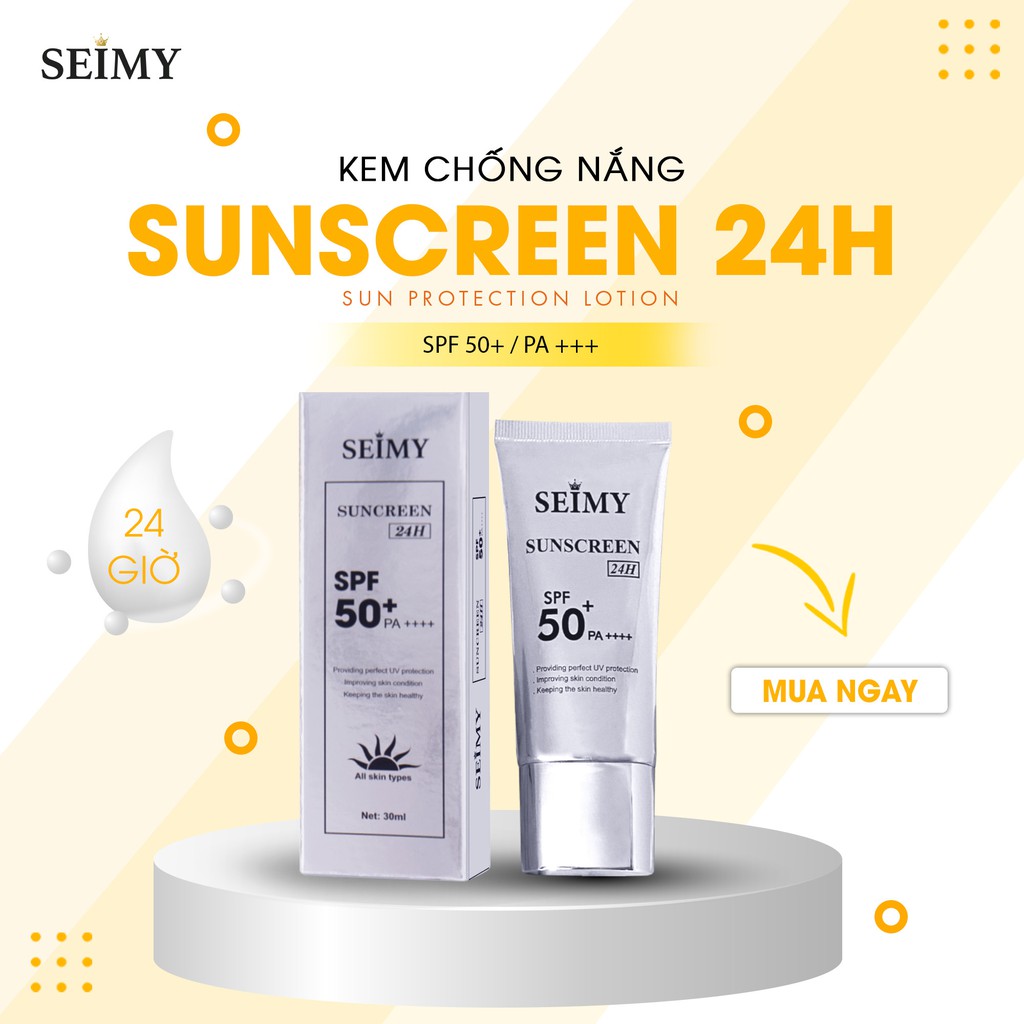 Kem chống nắng dưỡng trắng dưỡng da Seimy - Sunscreen 24h - nâng tông da, mềm mịn, kiềm dầu, giảm mụn | BigBuy360 - bigbuy360.vn