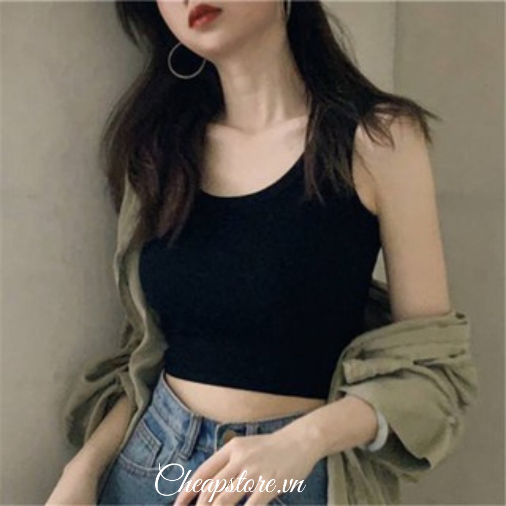 Áo Ba Lỗ Nữ Croptop Ôm Body Trơn _ Áo Croptop 3 lỗ Co Giãn Chất Cotton Mềm