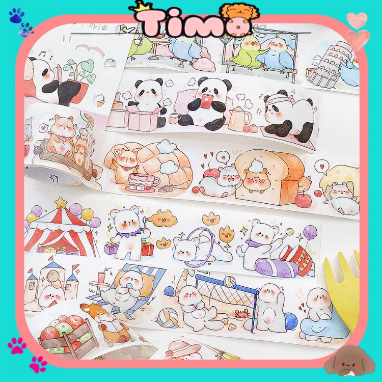 Washi Tape Cute Hoạ Tiết Hình Thú Gấu Thỏ Dễ Thương Dán Sổ Tay Decor Trang Trí Bullet Journal WS21
