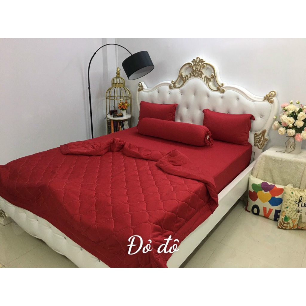 Bộ ga giường thun lạnh Hàn Quốc màu xám, màu hồng, màu đỏ Xưởng Ga Gối Tuệ Mẫn - TM182 | BigBuy360 - bigbuy360.vn