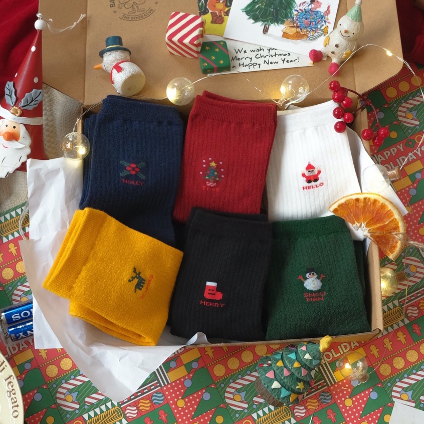 MINI CHRISTMAS - Tất vớ cao cổ nữ theme mùa lễ hội Noel, hình nhỏ dễ thương, thích hợp làm quà tặng, nhập khẩu Hàn Quốc