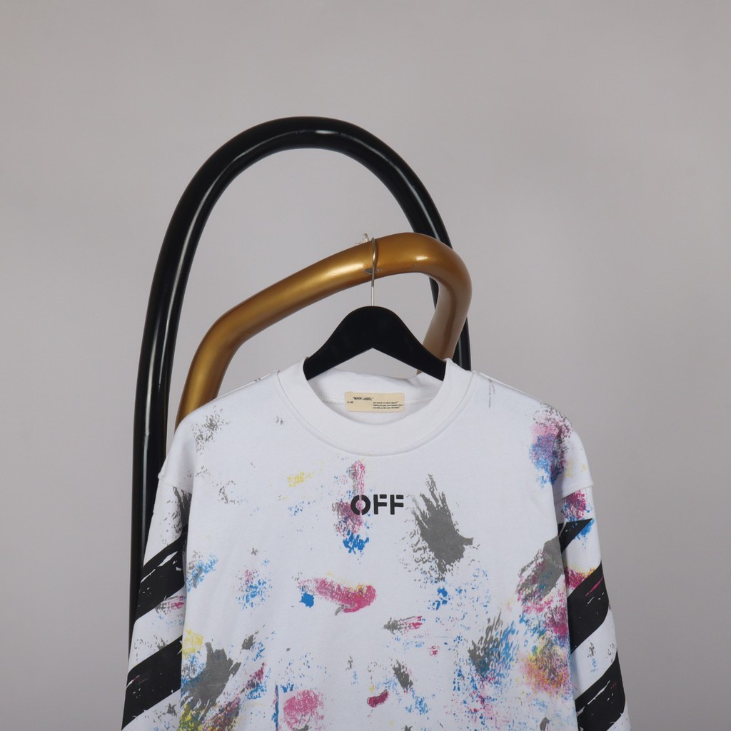 OFF WHITE Áo Thun Cotton In Hình Galaxy Độc Đáo Cá Tính