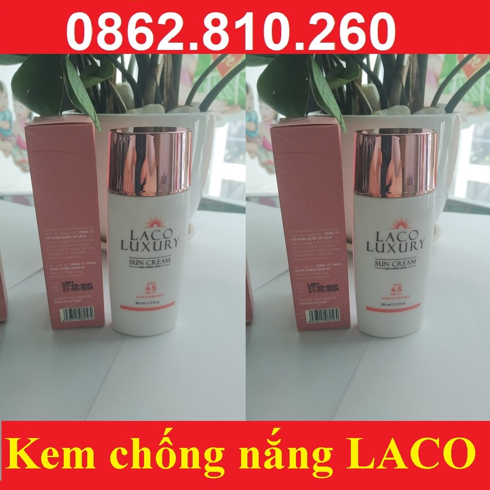 Kem Chống Nắng Laco Luxury Sun Cream 50ml,dưỡng trắng SPF45 PA++++ Lên Tone, Chống UVA, UVB, Không Nhờn, Kiềm Dầu