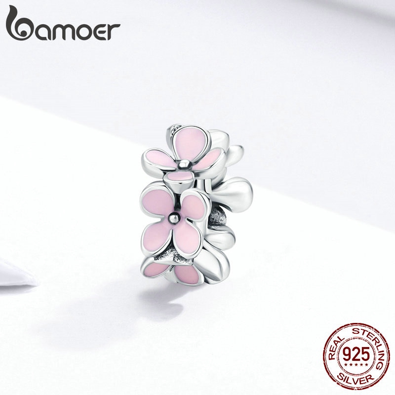 Mặt trang sức Bamoer bằng bạc thiết kế xinh xắn dùng làm vòng tay DIY