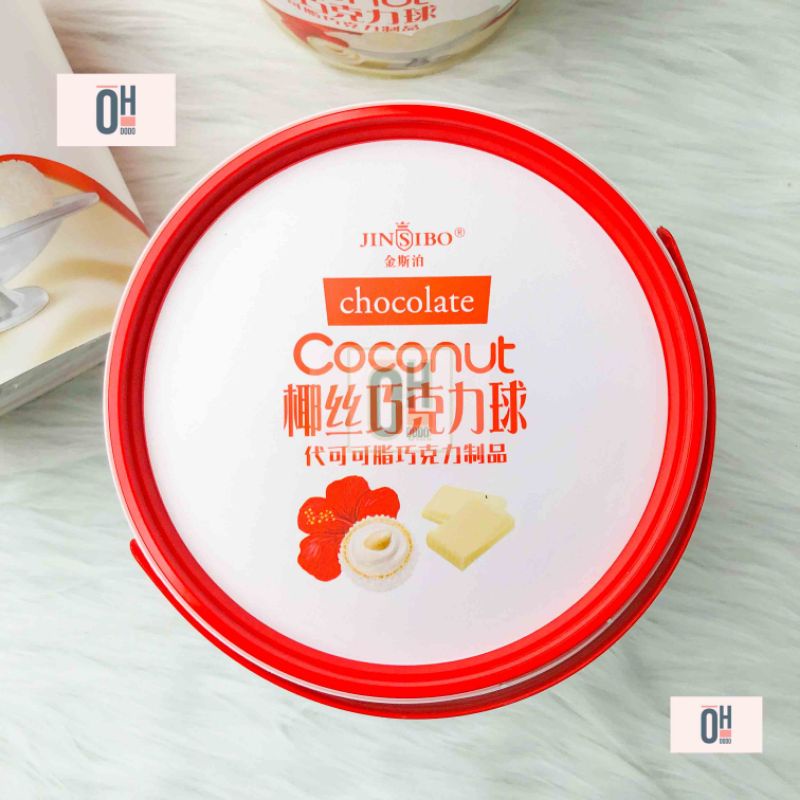 Socola dừa, socola trắng phủ dừa nhân đậu phộng jinsibo