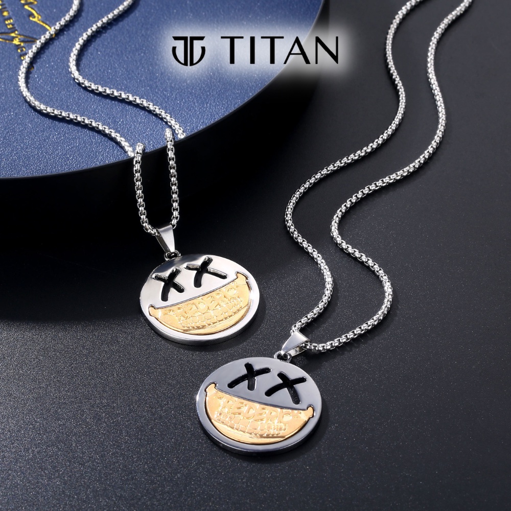 Dây chuyền nam nữ Bboy mặt cười, vòng cổ Grillz thời trang unisex màu bạc phong cách hiphop cá tính chất ngầu Titan Shop