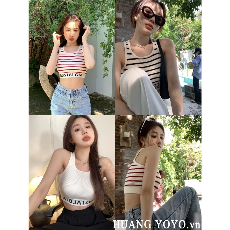 HUANG YOYO Áo Dệt Kim Hai Dây Thời Trang Mùa Hè Phong Cách Hàn Quốc Dành Cho Nữ