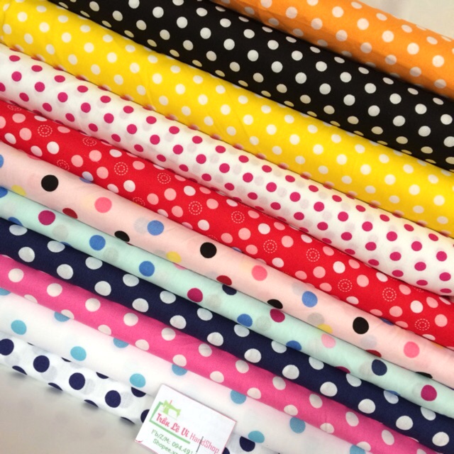 #V46🌈 VẢI TWILL HOẠ TIẾT CHẤM BI  MAY ĐỒ CHO DOLL, OBITSU, DIY, HANDMADE, QUILTING, SCRUNCHIES..