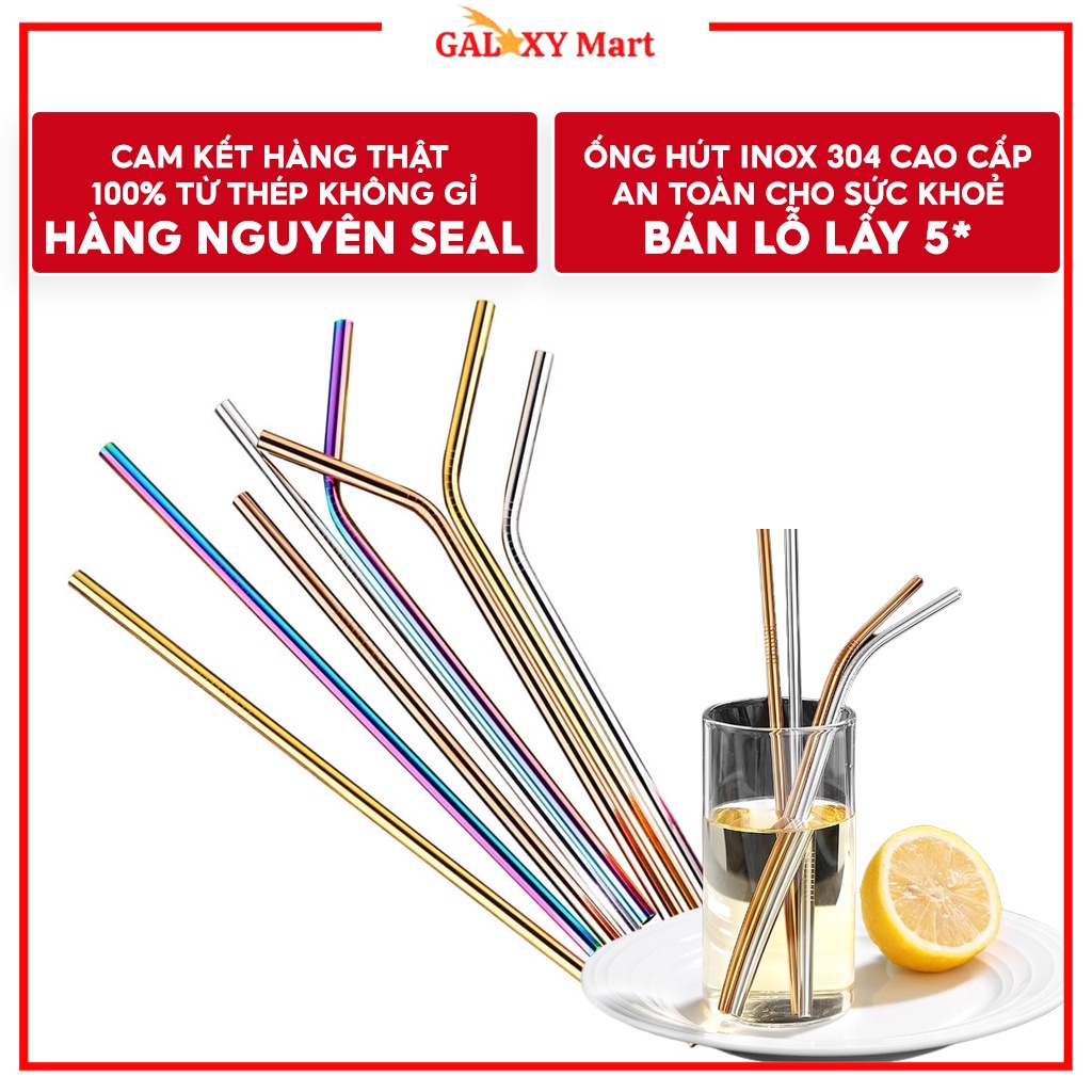 Ống Hút Inox 304 Cao Cấp, Nhiều Màu Sắc, Thép Không Gỉ, Tái Chế Sử Dụng, Thân Thiện Môi Trường