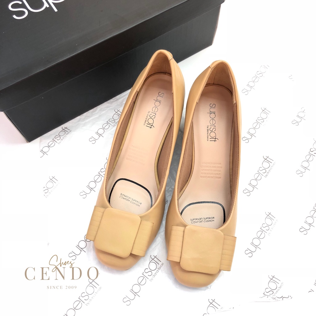 Giày SuperSoft nơ mũi vuông gót 3cm