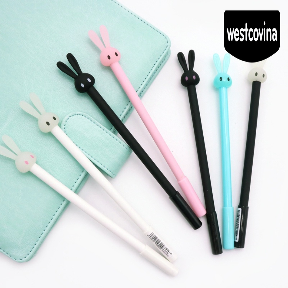 Phương Tây✎4 Chiếc Bút Bi Nước Mực Đen Hình Thỏ 0.38mm