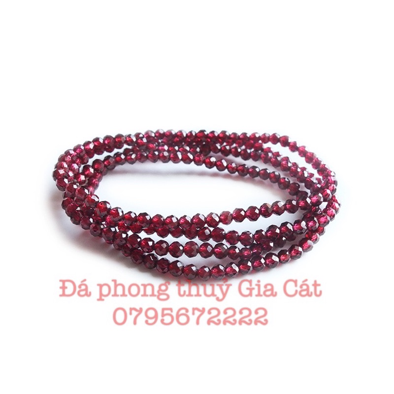 Vòng tay đá garnet cắt giác vip 5A có kiểm định siêu đẹp