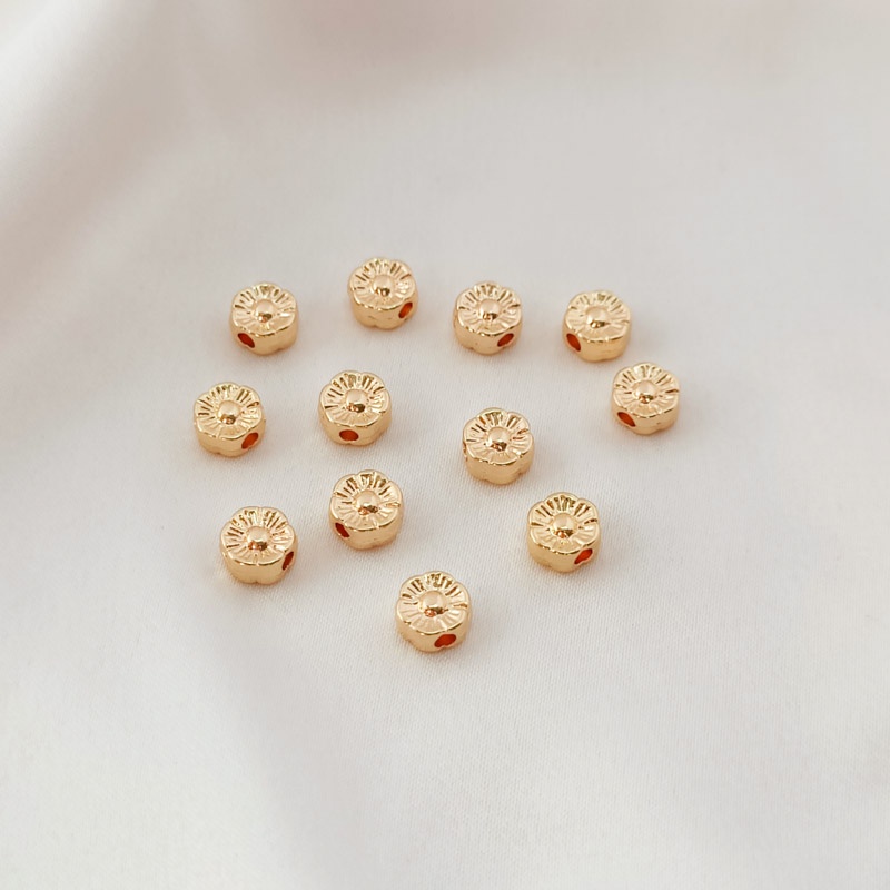 Phụ Kiện Hạt Làm Trang Sức Hình Bánh Tròn Mạ Vàng 14K Hai Mặt 6mm DIY