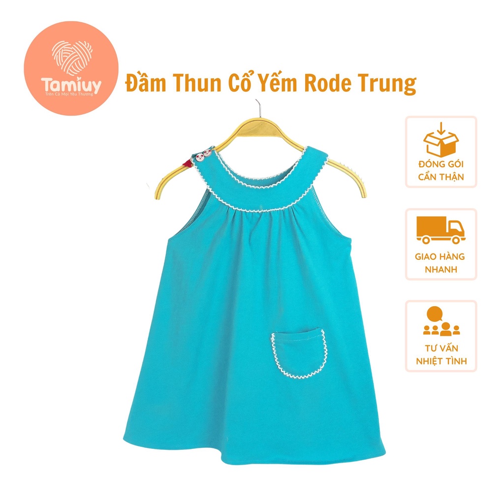 Váy Cổ Yếm Trung Tamiuy Cao Cấp Chất Thun Cotton Co Giãn Có Túi Trước Đáng Yêu Dành Cho Bé Gái