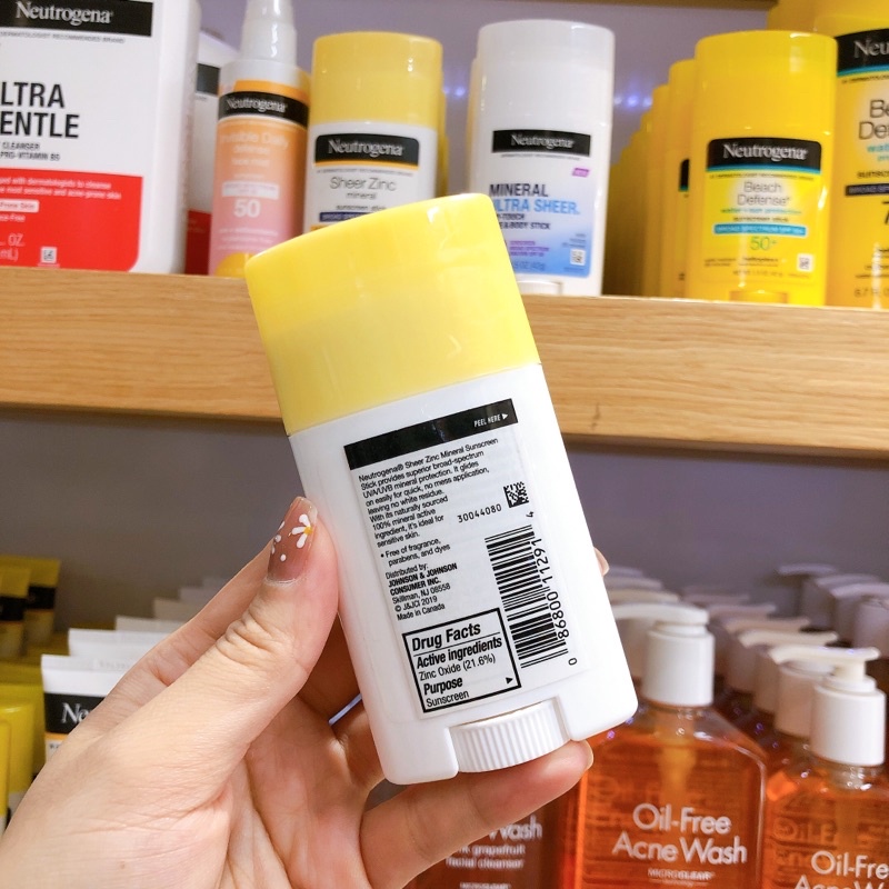 Sáp Chống Nắng Neutrogena Sheer Zinc Mineral Sunscreen Stick Broad Spectrum SPF 50+