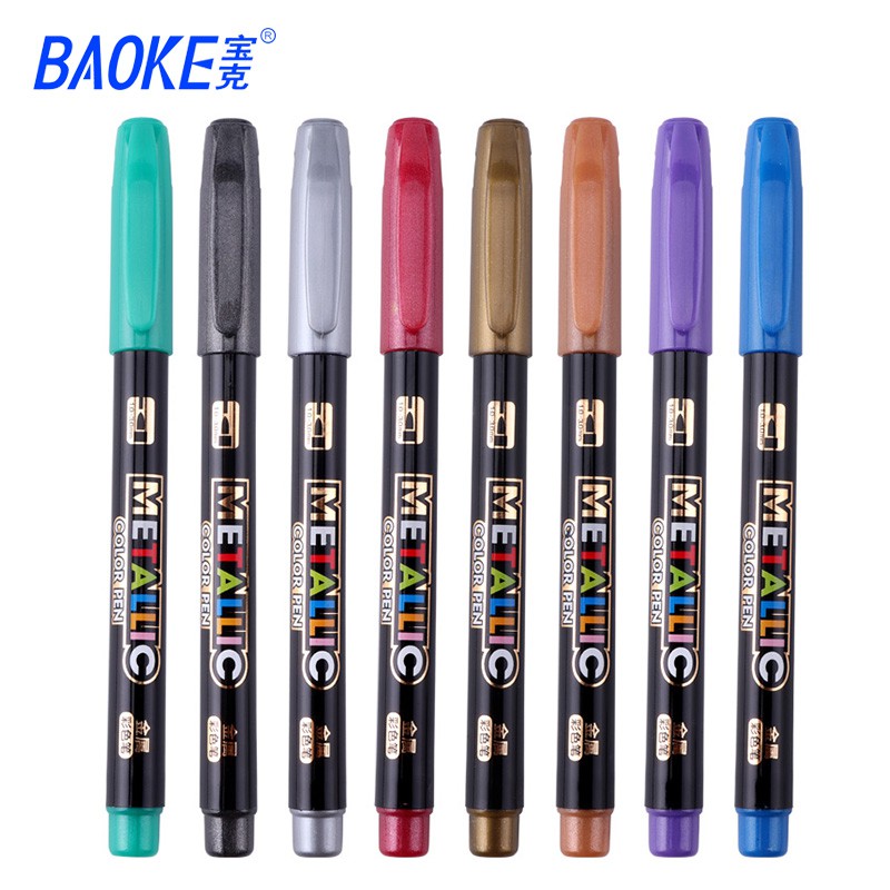 Seamiart_BAOKE 8 Colors Metallic Marker Water Based Painting Marker Pen_DIY Tool for Card/Glass