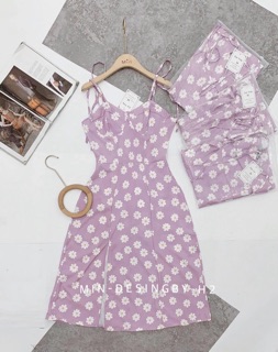Đầm maxi cúp ngực hoa cúc