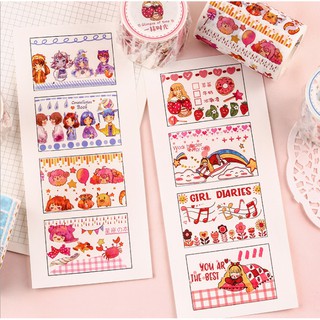 [CHIẾT 35CM] Băng dính Washi Tape bản lớn 4 mẫu dễ thương CHIẾT theo chu kỳ 35cm trang trí sổ tay, planner