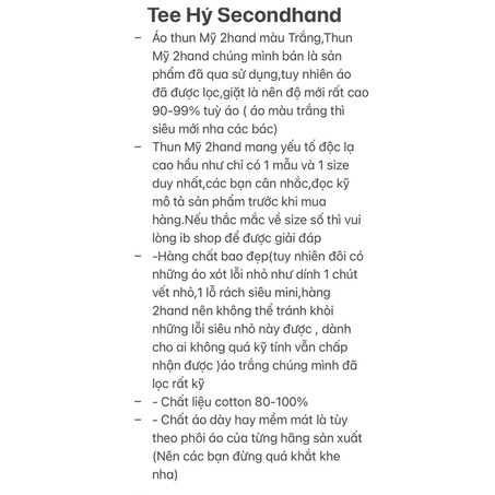 [THUN MỸ 2HAND ] Màu Trắng/Áo phông Mỹ 2hand / (được chọn size ,chọn mẫu)