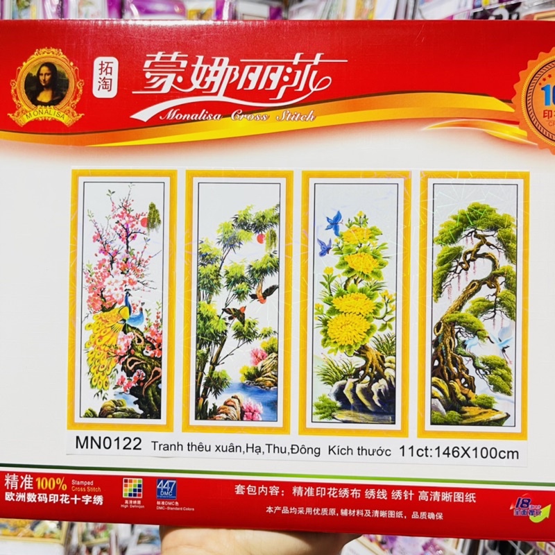 Tranh Thêu Tứ Quý Tùng Cúc Trúc Mai Mn0121,Mn0122
