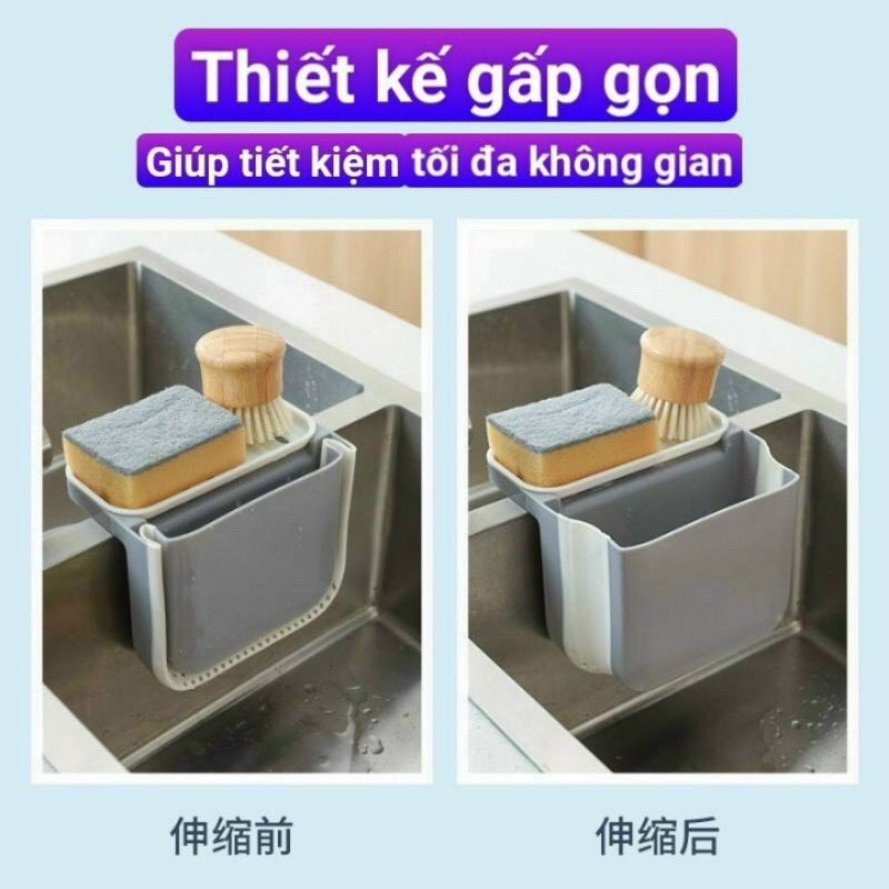 (GIÁ TỐT) Kệ đựng rác gấp gọn gác bồn rửa chén để giẻ rửa chén, lọc rác, lọc thức ăn thừa bồn rửa chén