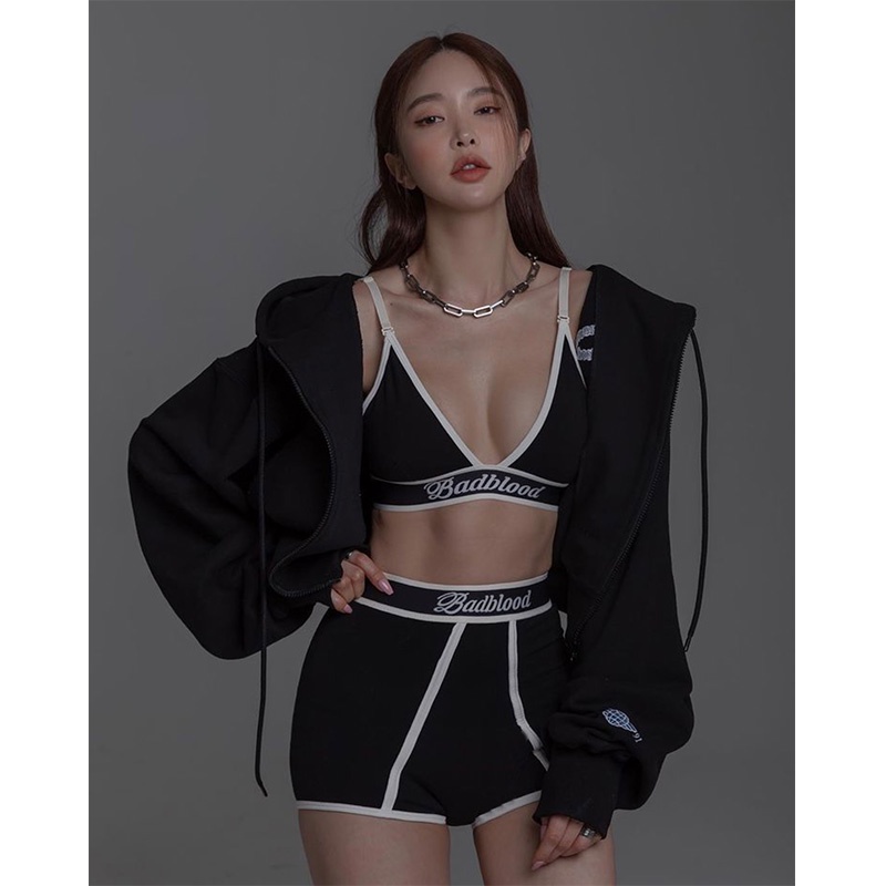 Cocory vn Set Áo Thun Lửng Hai Dây + Quần Short Lưng Cao Thời Trang Nữ