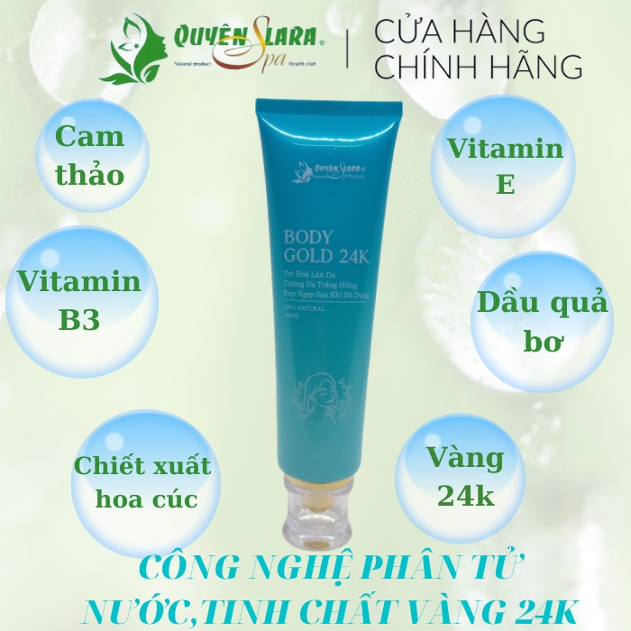 [Chính Hãng]Kem Body Vitamin Dưỡng Da Trắng Hồng Sau 2 Tuần- Tái Tạo Da Đều Màu - Cấp Âm BodyGold 24k Quyên Lara 160ml