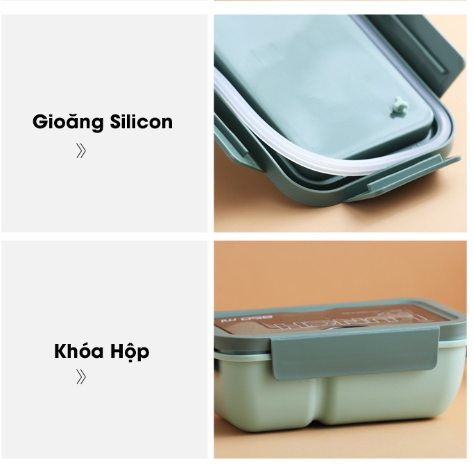 Hộp Cơm Giữ Nhiệt Văn Phòng DK HARVEST 850ml - Bento 2 Ngăn Phong Cách Nhật - [ TẶNG KÈM ĐŨA VÀ THÌA ]