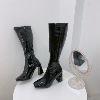 Bốt Nữ Boot Đùi Cổ Cao Da Bóng và Da Mờ Có Khóa Cạnh Gót Vạt 7 Phân Cao Cấp (Hàng Quang Châu Có Lót Lông) Loại 1