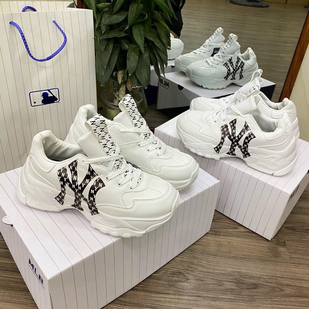 GIÀY THỂ THAO SNEAKER M L B MONO NY ĐEN MỚI, MLB CHUNKY NY MONO ĐEN BẢN CAO CÂP+FREESHIP