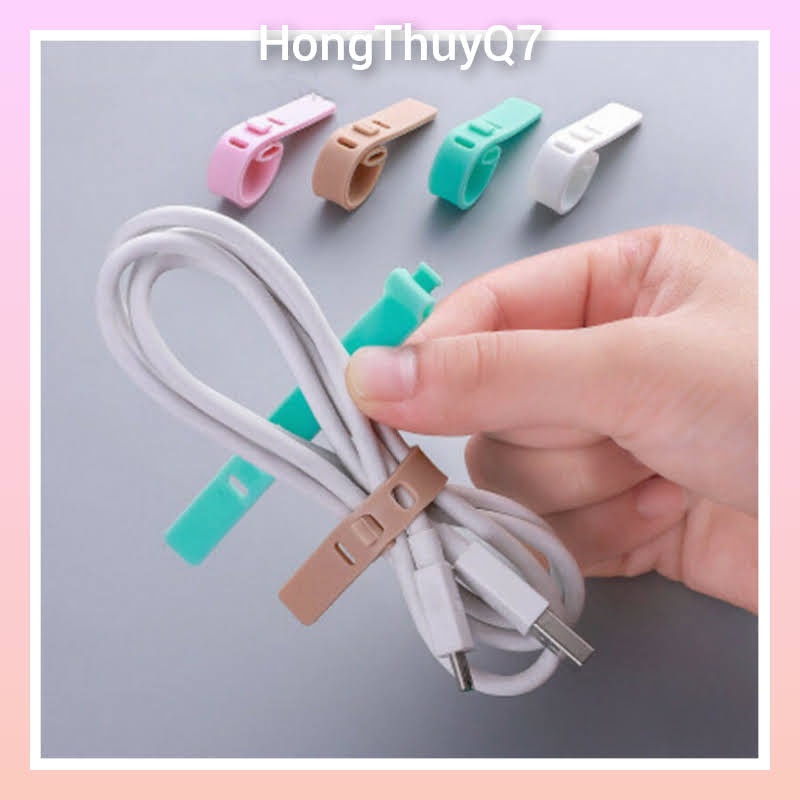 Quấn kẹp dây cáp sạc, dây tai nghe, thu gọn lại bằng Silicon, cuộn lại gọn, kẹp chắc (1c) /6.6/- HongThuyQ7