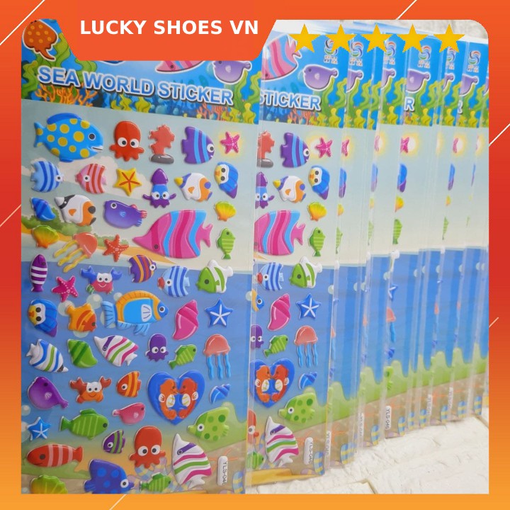 stickers hình dán động vật biển cho bé vừa học vừa chơi kiểu dáng stickers cute Lucky Shoes VN- H000021